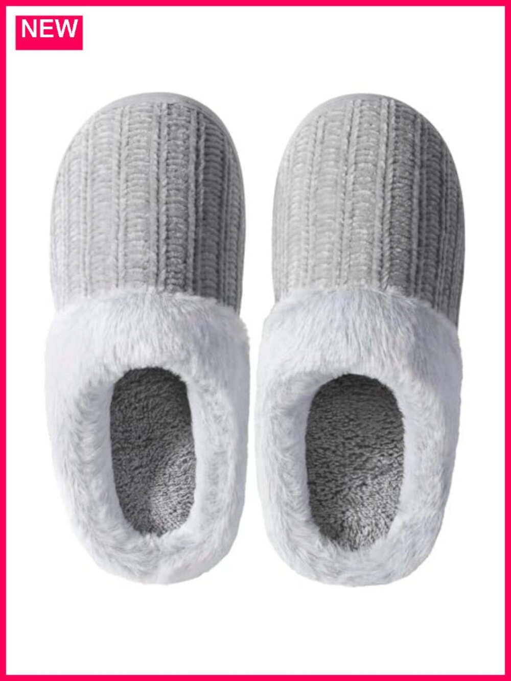 Memory Foam Fuzzy Slippers Knitted Slip-On Warm House Shoes